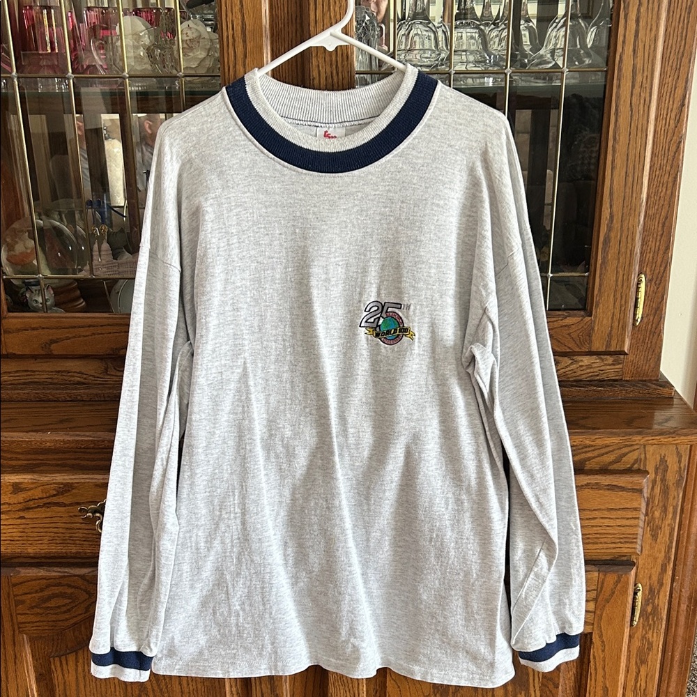 Eldora Speedway 25th World 100 Gray Long Sleeve Shirt with Embroidered Logo